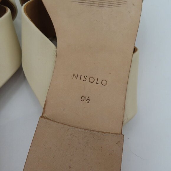 Nisolo 9.5 Women CATALINA Slide Sandals 202308 Solid Beige Strappy Leather Shoes - Picture 11 of 13